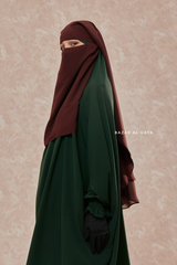 Brown Two Layer Niqab - Premium Wool Chiffon - Medium