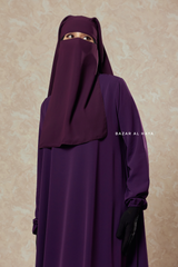 Plum Two Layer Niqab - Premium Wool Chiffon - Medium