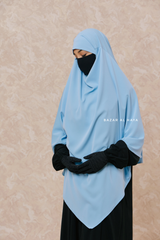 Mubarak Long Diamond Khimar In Baby Blue - Nida Extra Long