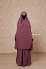 Grape Jahida Two Piece Jilbab With Loose Pants Set - Skirt-Style Shalwar