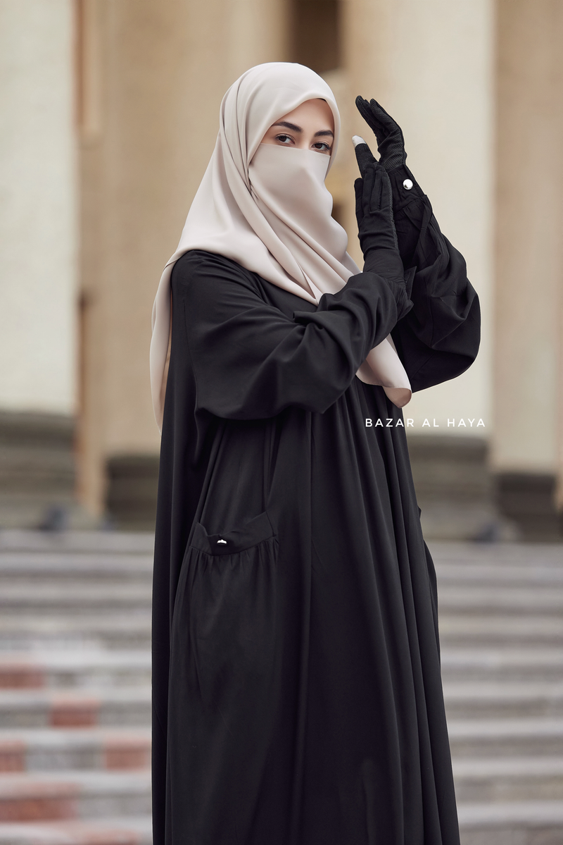 Layla Black Abaya Dress - 100% Cotton Summer Relaxed Fit Dress With Pockets