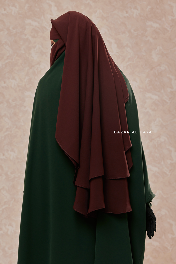 Brown Two Layer Niqab - Premium Wool Chiffon - Medium