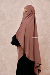 Taupe Rose Long Mubarak Diamond Khimar - Nida Extra Long