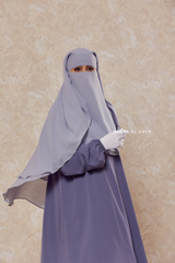 Silver Two Layer Niqab - Premium Wool Chiffon - Medium