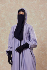 Kalina Lilac Hooded Abaya Dress With Pockets - Silk Crepe