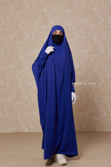 Royal Blue Sarah One Piece Jilbab - Zipper Sleeves - Silk Crepe