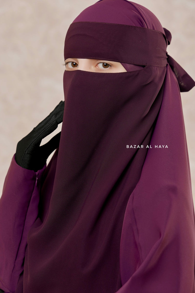 Purple Single Layer Niqab - Extremely Breathable - Large