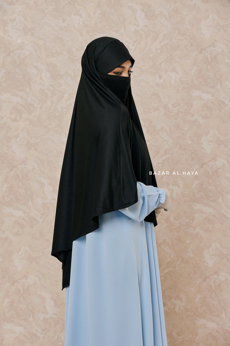 Black Eliza Diamond Khimar - Stretch Cotton - Medium