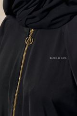 Black Intisar - Comfy Style Open Zipper - Silk Crepe