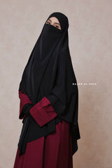 Black Mubarak Long Diamond Khimar - Nidha Extra Long