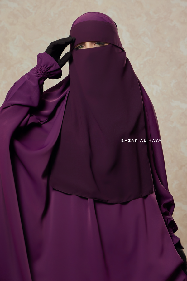 Plum Flap Single Niqab - Super Breathable Veil - Large