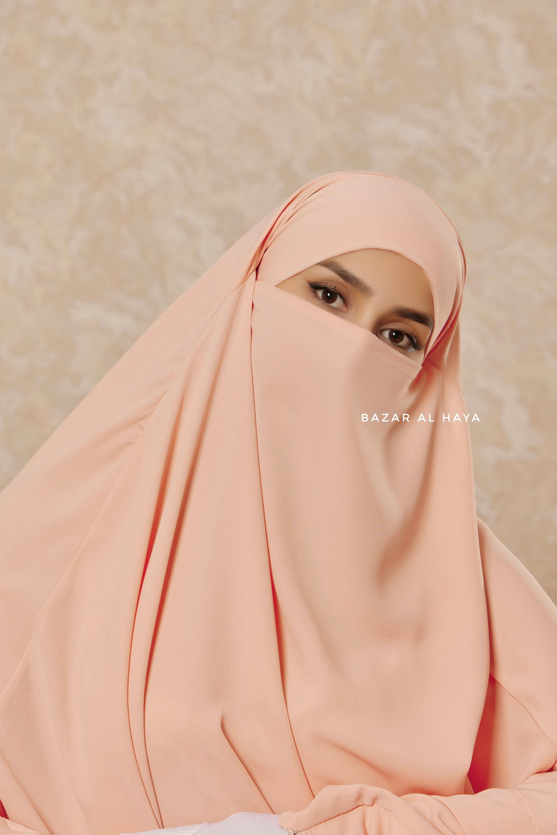 Peach Ibadah Two-piece Jilbab with Skirt, Haj, Umrah Garment & Prayer Set