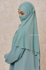 Mint Cotton Eliza Short Triangle Diamond Khimar - Soft Breathable Cotton