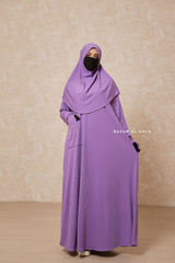 Lavender Khawla Premium Corduroy Cotton Two Piece Prayer Dress - Abaya & Khimar