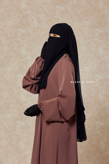 Black Two Layer Niqab - Premium Wool Chiffon - Medium