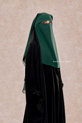 Emerald Two Layer Flap Niqab - Premium Wool Chiffon - Medium