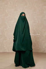 Green Emerald  Hoor - Two Piece Jilbab With Skirt- Long & Loose