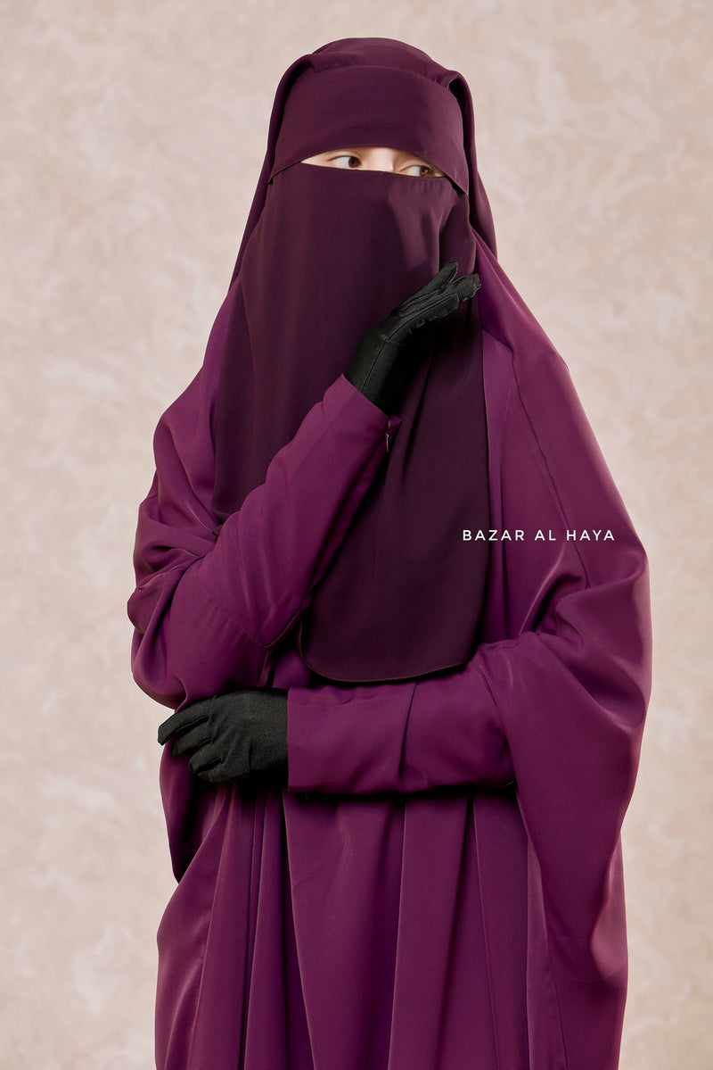 Two Layer Purple Flap Niqab - Wide & Super Breathable Veil