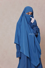 Steel Blue Mubarak Diamond Khimar - Nida Extra Long