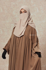 Camel Muna 2 Loose Fit Summer Abaya Dress - Sheen Kharir