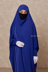 Royal Blue Sarah One Piece Jilbab - Zipper Sleeves - Silk Crepe