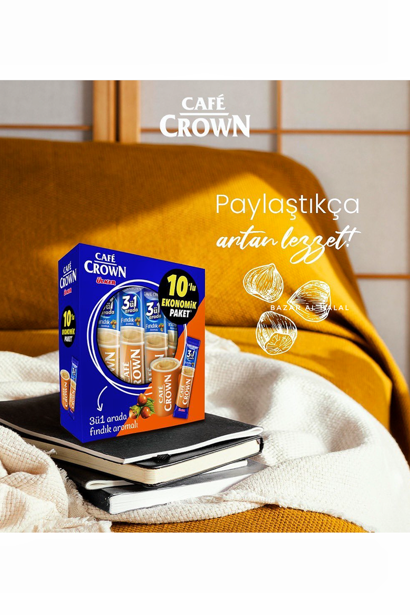 Ulker Cafe Crown 3in1 Hazelnut Coffee - 10 Pack