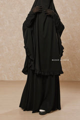 Black Ibadah Two-piece Jilbab with Skirt, Haj, Umrah Garment & Prayer Set