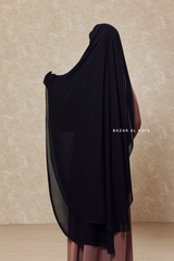 Long Black Two Layer Flap Niqab - Wide - Super Breathable Veil