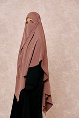 Taupe Rose Long Mubarak Diamond Khimar - Nida Extra Long