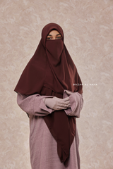 Brown Square Scarf With Half Niqab Set - Super Breathable - Quality