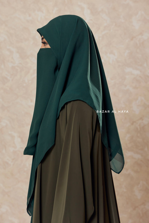 Emerald Square Scarf With Half Niqab Set - Super Breathable - Medium