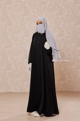 Black Salam 2 Abaya - Comfy Style Front Zipper - Nida