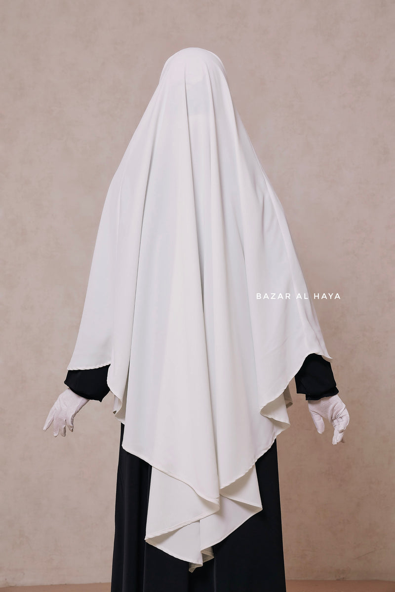 Mubarak Long White Diamond Khimar - Nidha Extra Long