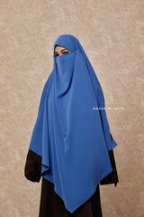 Mubarak Diamond Khimar In Steel Blue - Nida Extra Long