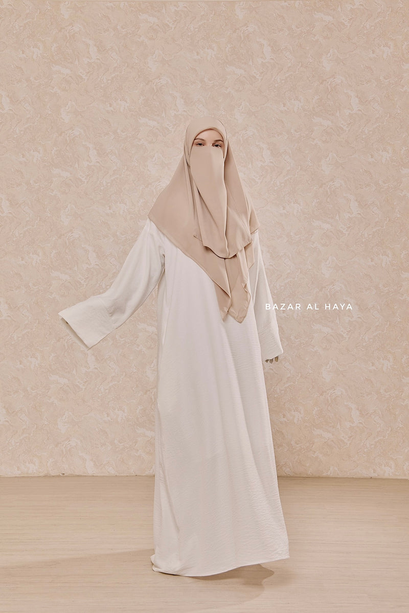 Creme Beige Scarf With Half Niqab Set - Super Breathable - Medium & Large