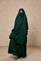 Green Emerald  Hoor - Two Piece Jilbab With Skirt- Long & Loose