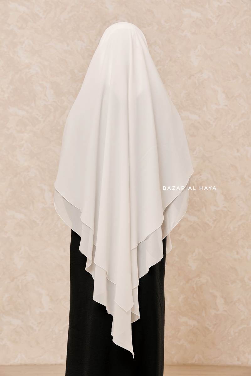 Ivory Pari Two Layered Maxi Diamond Khimar - Crepe Chiffon