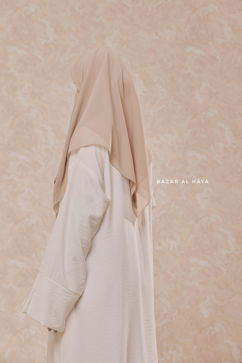 Creme Beige Scarf With Half Niqab Set - Super Breathable - Medium & Large