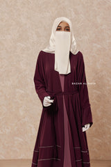 Mulberry Fathiya Open Front Abaya In Nida - Relaxed Fit