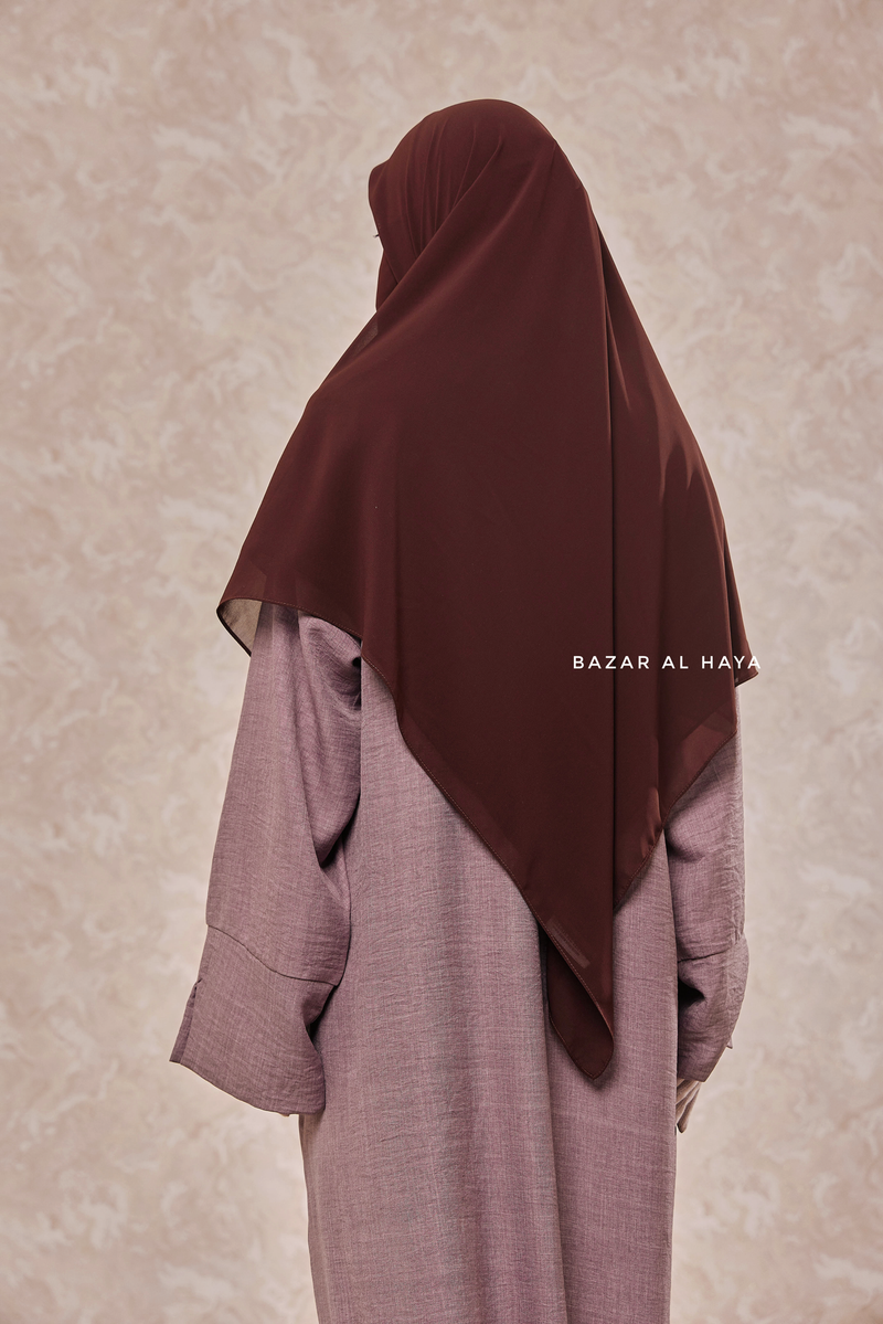 Brown Square Scarf With Half Niqab Set - Super Breathable - Quality