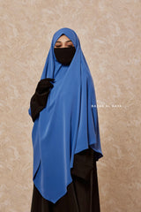 Mubarak Diamond Khimar In Steel Blue - Nida Extra Long