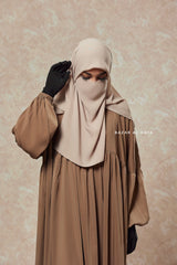 Camel Muna 2 Loose Fit Summer Abaya Dress - Sheen Kharir