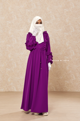 Afsah Bright Purple 3-D Ruffles Lightweight Abaya Dress - Soft Breathable Crepe Cotton