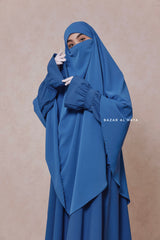 Steel Blue Mubarak Diamond Khimar - Nida Extra Long