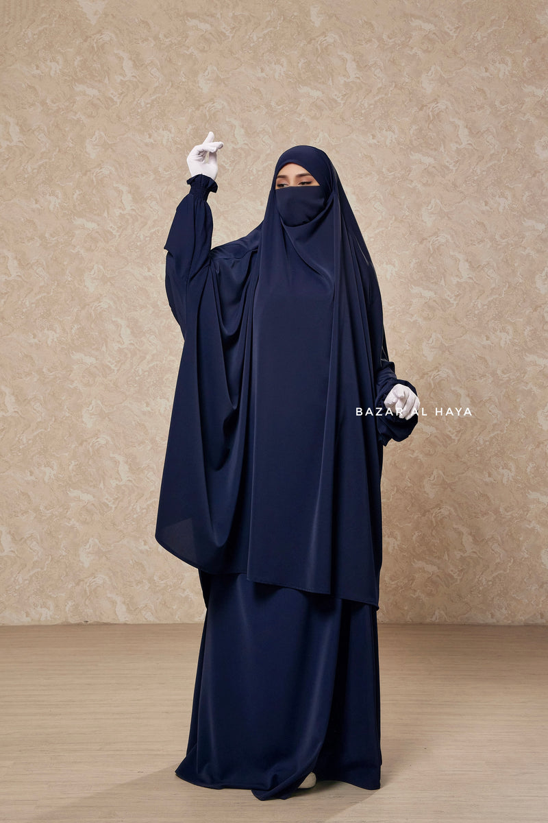 Hoor - Two Piece Navy Jilbab With Skirt- Long & Loose