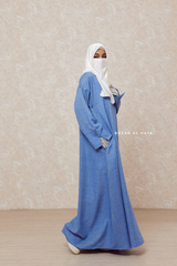 Blue Rahima Loose Fit Comfy Abaya With Pockets - Leon