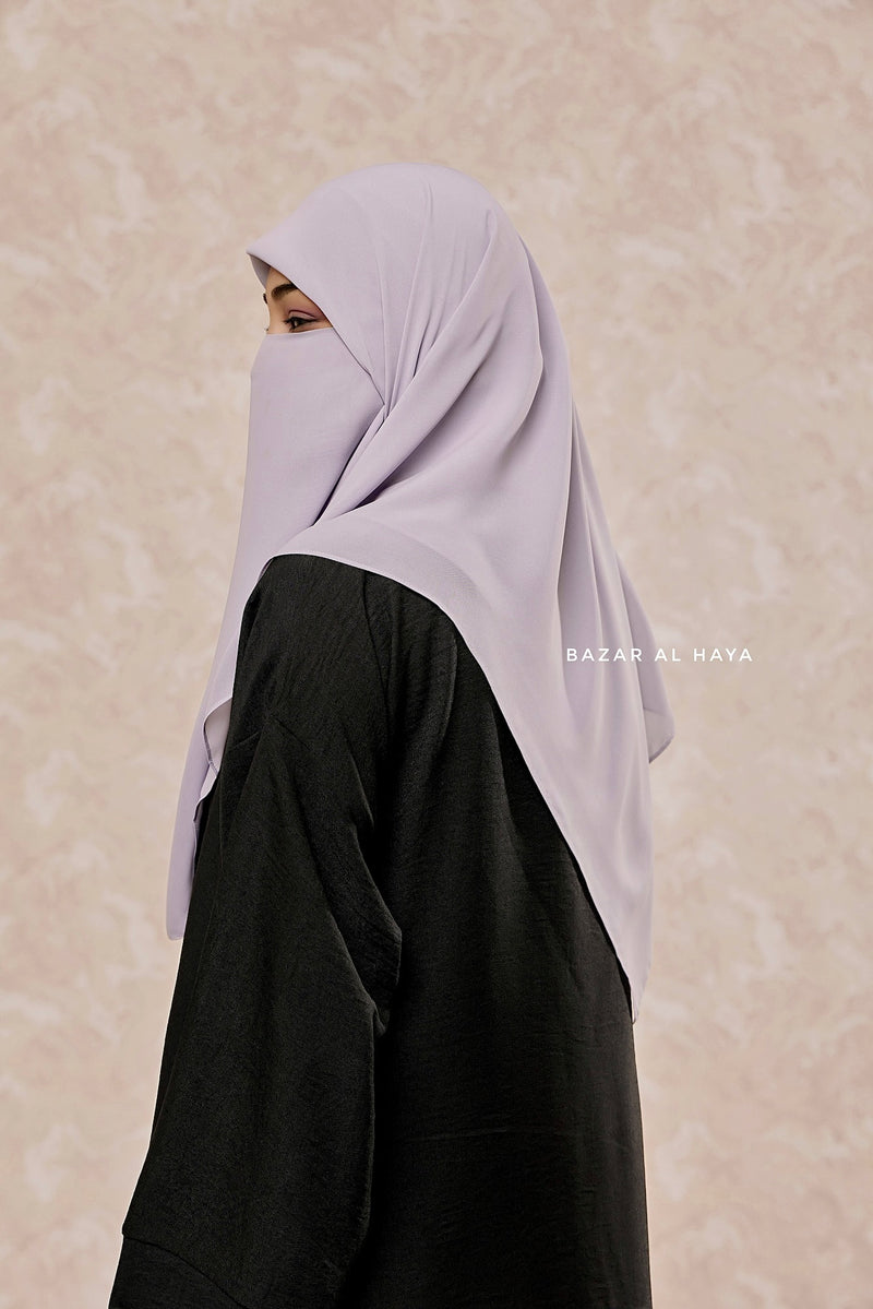 Silver Square Scarf With Half Niqab Set - Super Breathable