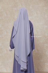 Silver Two Layer Flap Niqab - Premium Wool Chiffon - Large