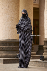 Prayer / Salah Dress One Piece Jilbab Polka Dot 100% Cotton - Super Breathable Comfy Style