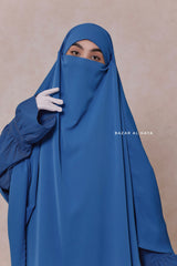 Steel Blue Mubarak Diamond Khimar - Nida Extra Long